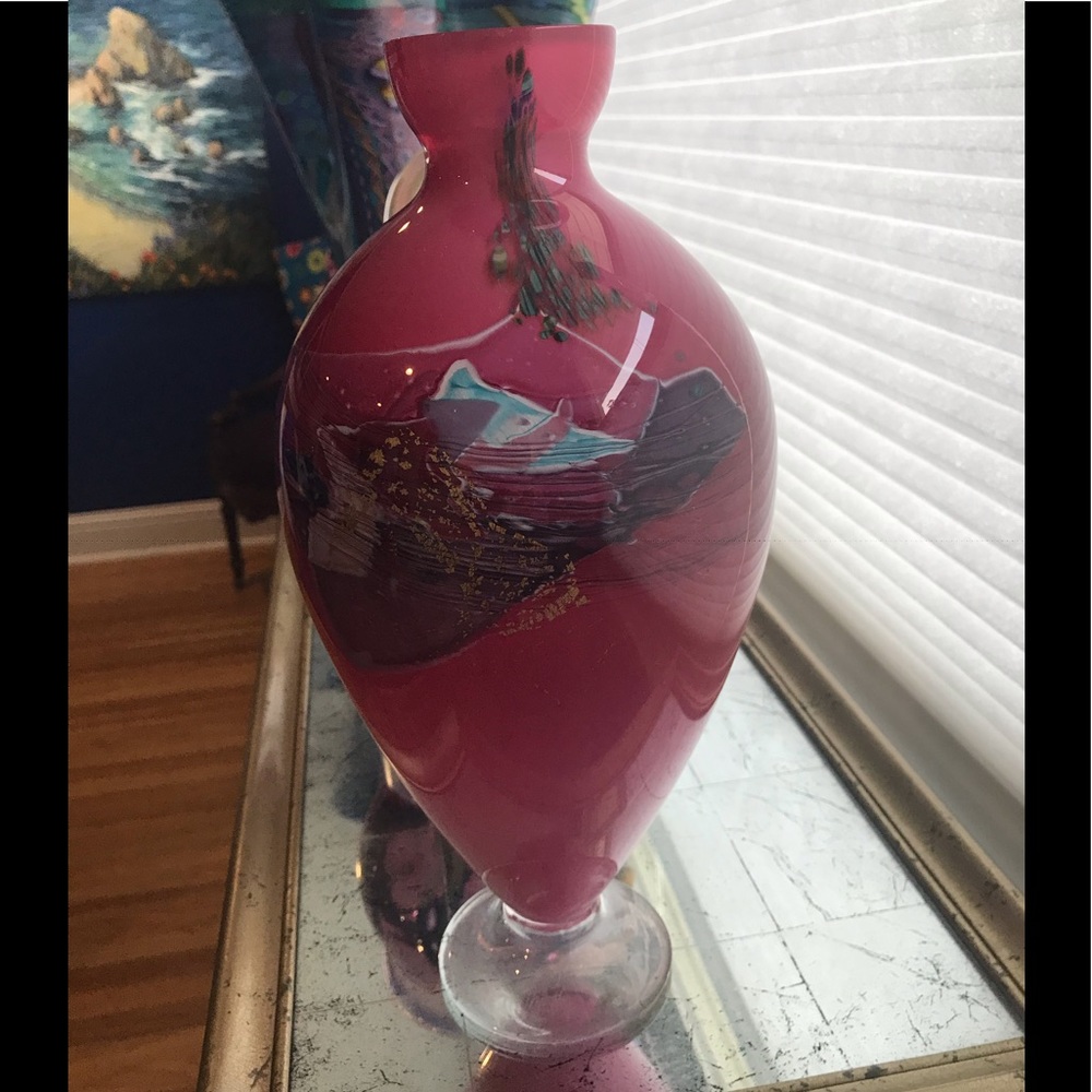 Hand blown signed vase